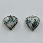 Tree Agate 0.5" 925 Sterling Silver Stud Earrings (REXT156-52)