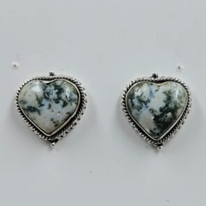 Tree Agate 0.5" 925 Sterling Silver Stud Earrings (REXT156-52)