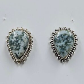 Tree Agate 0.75" 925 Sterling Silver Stud Earrings (REXT156-50)