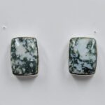 Tree Agate 0.6" 925 Sterling Silver Stud Earrings (REXT156-48)
