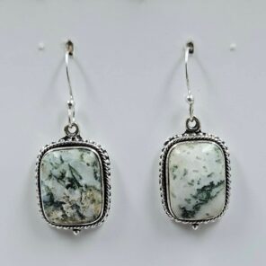 Tree Agate 1.25" 925 Sterling Silver Earrings (REXT156-47)