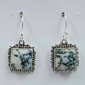 Tree Agate 1.25" 925 Sterling Silver Earrings (REXT156-44)