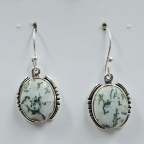 Tree Agate 1.25" 925 Sterling Silver Earrings (REXT156-41)