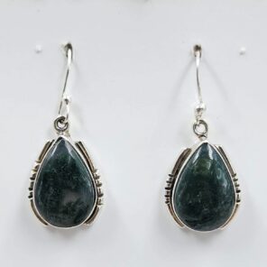 Moss Agate 1.25" 925 Sterling Silver Earrings (RS19-420)