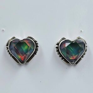 Aurora Opal 0.5" 925 Sterling Silver Stud Earrings (REXT157-65)