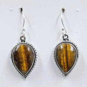 Tiger's Eye 1.25" 925 Sterling Silver Earrings (REXT157-137)