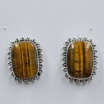 Tiger's Eye 0.75" 925 Sterling Silver Stud Earrings (REXT157-133)