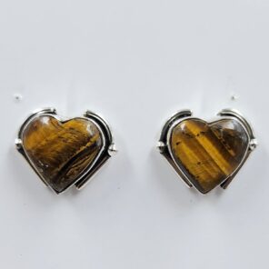 Tiger's Eye 0.5" 925 Sterling Silver Stud Earrings (REXT157-132)