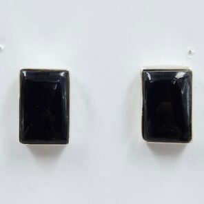Black Onyx  0.6" 925 Sterling Silver Stud Earrings (REXT157-169)