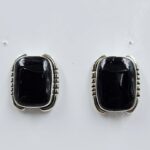 Black Onyx  0.6" 925 Sterling Silver Stud Earrings (REXT157-171)