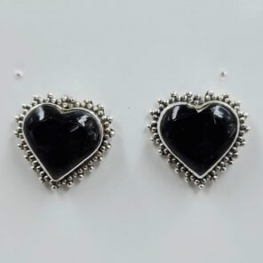 Black Onyx 0.6" 925 Sterling Silver Stud Earrings (REXT157-172)