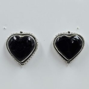 Black Onyx 0.6" 925 Sterling Silver Stud Earrings (REXT157-173)