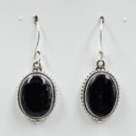 Black Onyx 1.25" 925 Sterling Silver Earrings (REXT157-175)