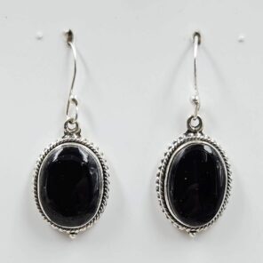 Black Onyx 1.25" 925 Sterling Silver Earrings (REXT157-175)