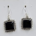 Black Onyx 1.25" 925 Sterling Silver Earrings (REXT157-177)