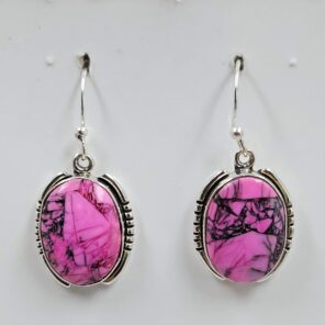 Cherry Blossom Turquoise 1.25" 925 Sterling Silver Earrings (RS19-342)