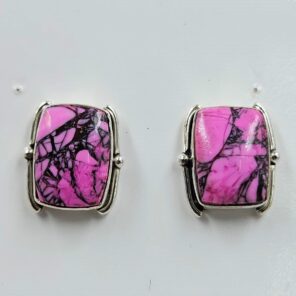 Cherry Blossom Turquoise 0.75" 925 Sterling Silver Stud Earrings (RS19-347)