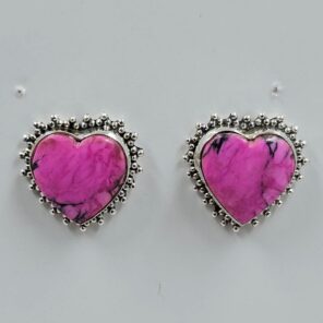 Cherry Blossom Turquoise 0.75" 925 Sterling Silver Stud Earrings (RS19-349)