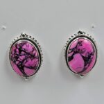 Cherry Blossom Turquoise 0.75" 925 Sterling Silver Stud Earrings (RS19-350)