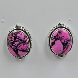 Cherry Blossom Turquoise 0.75" 925 Sterling Silver Stud Earrings (RS19-350)