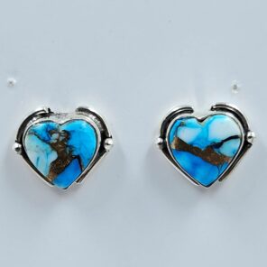 Ice Blue Dahlia Turquoise 0.5" 925 Sterling Silver Stud Earrings (REXT157-82)