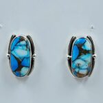 Ice Blue Dahlia Turquoise 0.75" 925 Sterling Silver Stud Earrings (REXT157-85)