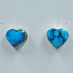 Ice Blue Dahlia Turquoise 0.5" 925 Sterling Silver Stud Earrings (REXT157-86)