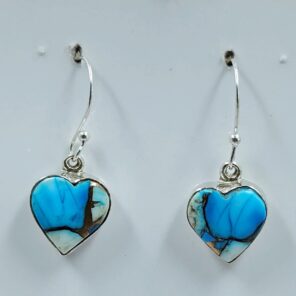 Ice Blue Dahlia Turquoise 1" 925 Sterling Silver Earrings (REXT157-78)