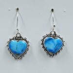 Ice Blue Dahlia Turquoise 1" 925 Sterling Silver Earrings (REXT157-79)