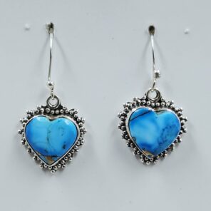 Ice Blue Dahlia Turquoise 1" 925 Sterling Silver Earrings (REXT157-79)