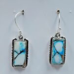 Ice Blue Dahlia Turquoise 1.25" 925 Sterling Silver Earrings (REXT157-80)