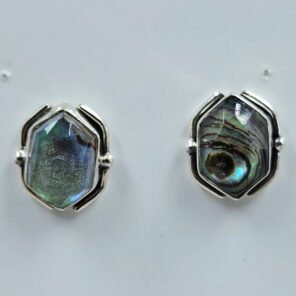 Abalone Shell Doublet 0.6" 925 Sterling Silver Stud Earrings (REXT156-90)
