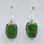 Green Copper Turquoise 1.25" 925 Sterling Silver Earrings (REXT157-97)