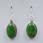 Green Copper Turquoise 1.5" 925 Sterling Silver Earrings (REXT157-96)