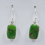 Green Copper Turquoise 1.25" 925 Sterling Silver Earrings (REXT157-95)