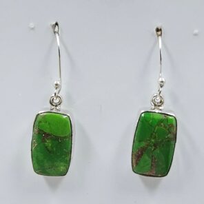Green Copper Turquoise 1.25" 925 Sterling Silver Earrings (REXT157-95)