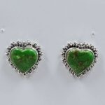 Green Copper Turquoise 0.5" 925 Sterling Silver Stud Earrings (REXT157-92)