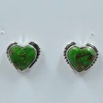 Green Copper Turquoise 0.5" 925 Sterling Silver Stud Earrings (REXT157-91)