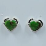 Green Copper Turquoise 0.5" 925 Sterling Silver Stud Earrings (REXT157-89)