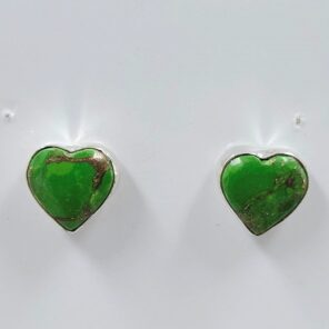 Green Copper Turquoise 0.5" 925 Sterling Silver Stud Earrings (REXT157-88)