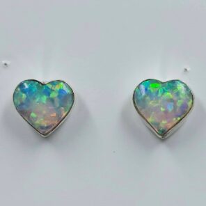 Ethiopian Opal 0.5" 925 Sterling Silver Stud Earrings (REXT156-113)