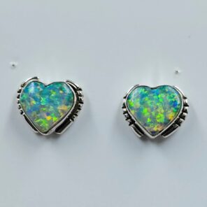 Ethiopian Opal 0.5" 925 Sterling Silver Stud Earrings (REXT156-114)