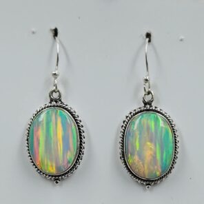 Ethiopian Opal 1.25" 925 Sterling Silver Stud Earrings (REXT156-116)