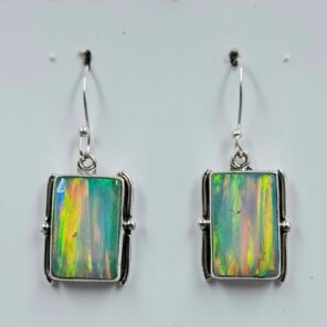 Ethiopian Opal 1.25" 925 Sterling Silver Stud Earrings (REXT156-117)