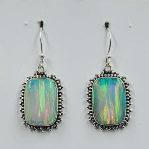 Ethiopian Opal 1.25" 925 Sterling Silver Stud Earrings (REXT156-118)