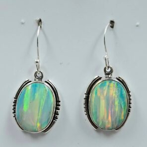 Ethiopian Opal 1.25" 925 Sterling Silver Stud Earrings (REXT156-120)