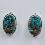 Shattuckite 0.75" 925 Sterling Silver Stud Earrings (REXT156-109)