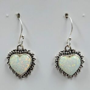 White Pin Fire Aurora Opal 1" 925 Sterling Silver Earrings (RS19-372)