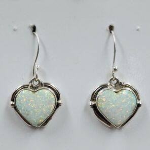 White Pin Fire Aurora Opal 1" 925 Sterling Silver Earrings (RS19-373)