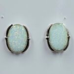White Pin Fire Aurora Opal 0.75" 925 Sterling Silver Stud Earrings (RS19-377)